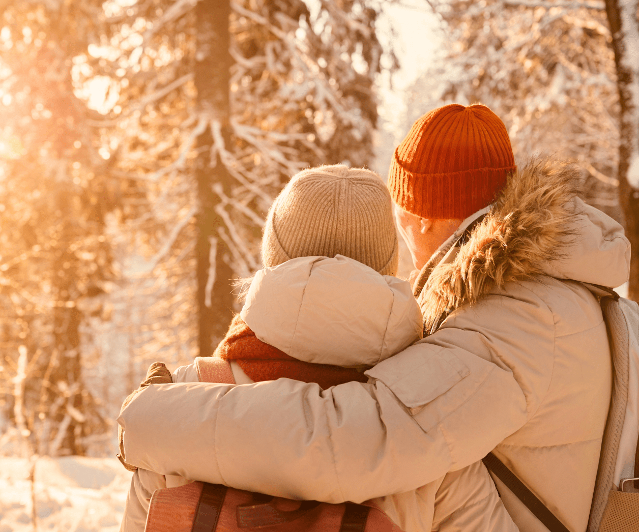Couple in snowy forest