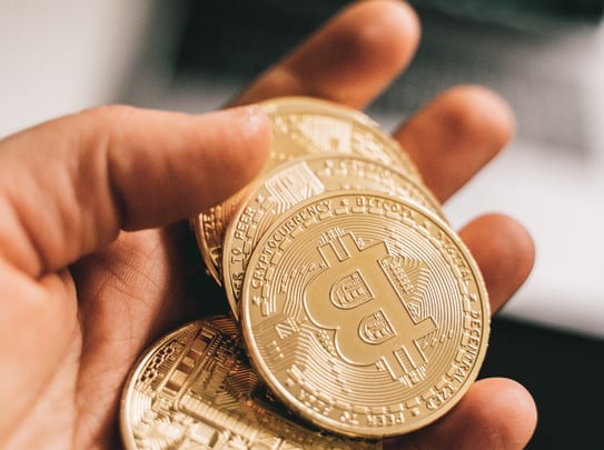A Person Holding Bitcoins