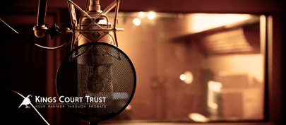 professional microphone in a recording studio