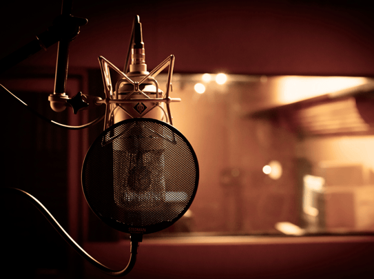 Microphone in music recording studio