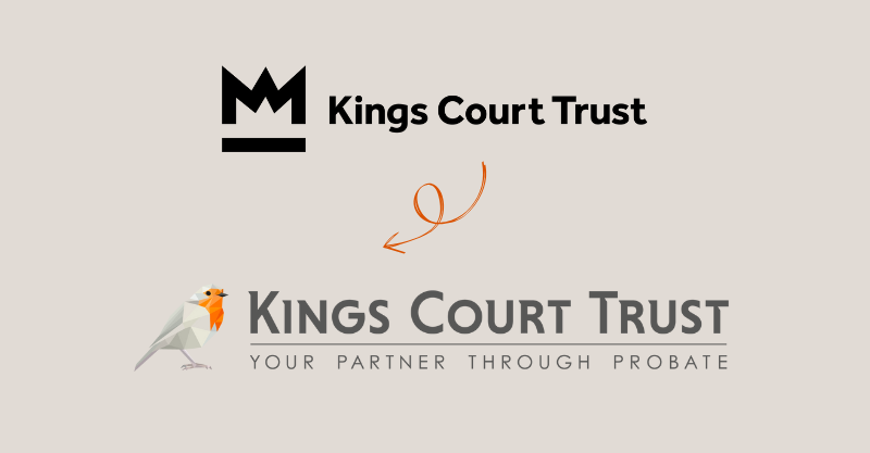 Old Kings Court trust logo and new logo following a rebrand