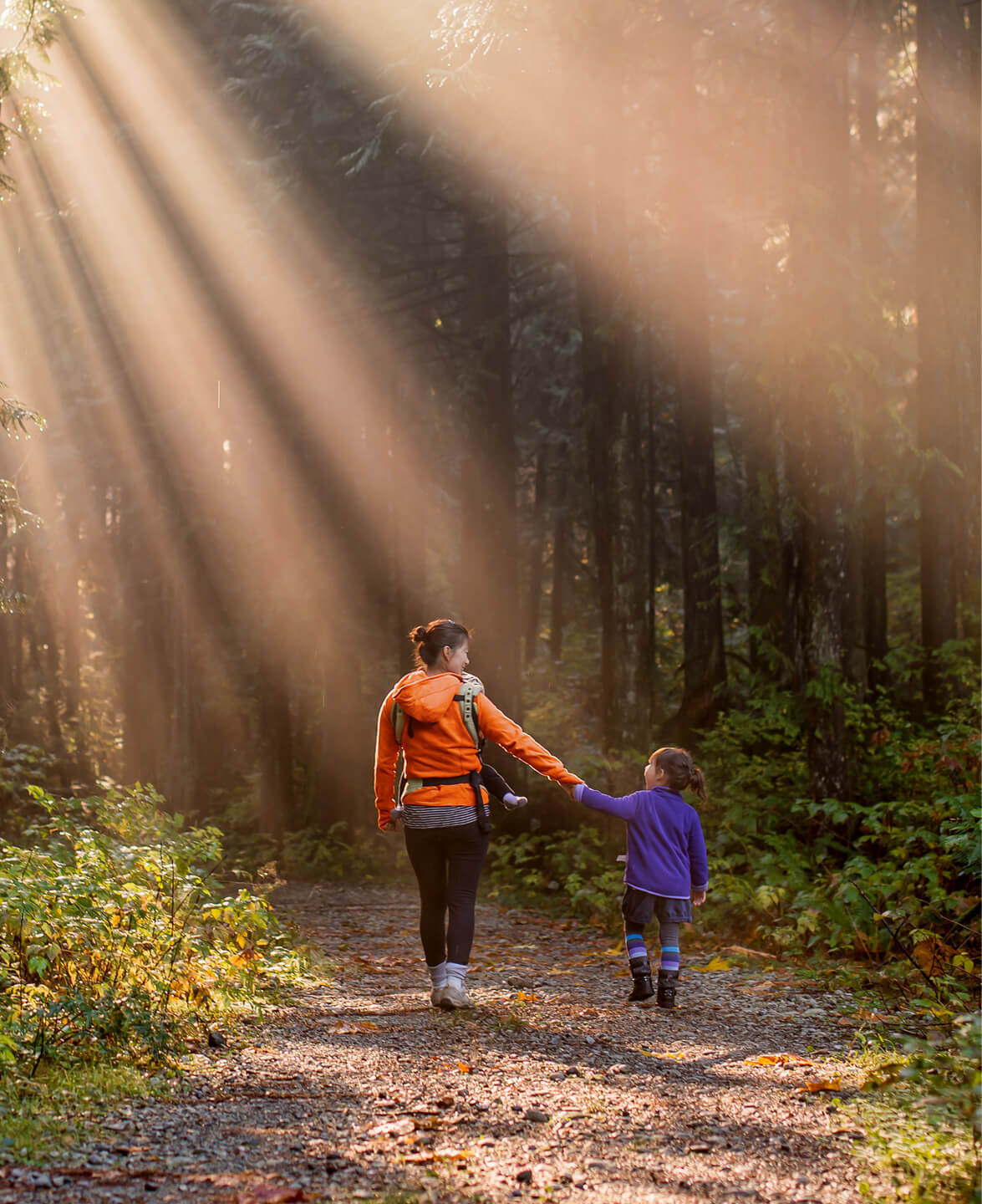 Women-and-child-walking-in-a-forest